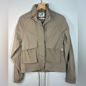 LIV Outdoor Tan Beige Neutral Nylon Jacket Windbreaker Raincoat Women’s Size XS